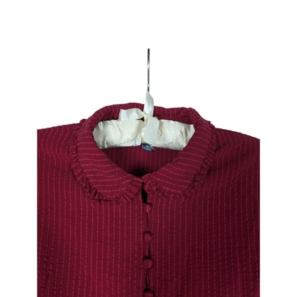 Modcloth Blouse M Women's Red Thoroughly Ladylike Button Up Long Sleeve Classy - Picture 3 of 7